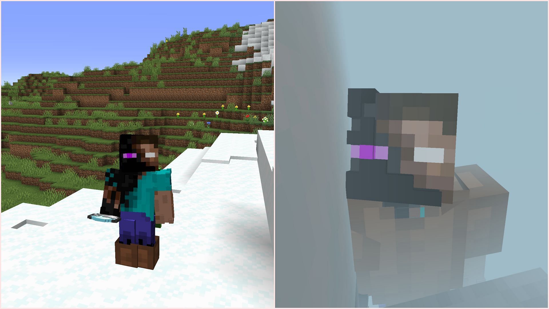 Wear leather boots to walk on powder snow, and wear any other leather armor to survive in powder snow. (Image via Sportskeeda Gaming || Mojang Studios)